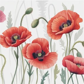 Divatos 3D Fali Ragasztó Tapéta Piros pipacs 250x250 Ragasztó