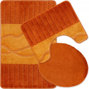 Fürdőszobaszőnyeg Csúszásgátló Szett 3 Db-os 50X80 Nagy Narancssárga 3D