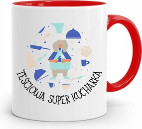 Piros Anyós Bögre Szuper Szakácsnő nyomott mintával