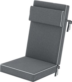 Outsunny Ülőpárna 120 x 47 x 9.5 cm Vízlepergető Székpárna Pántokkal, Fejtámlával, UPF50+ Kültéri és Beltéri Ülőpárna, Ülőpárna Összecsukható Székhez,