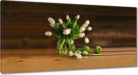 Vászonkép 115x55 Fehér tulipánok vázában