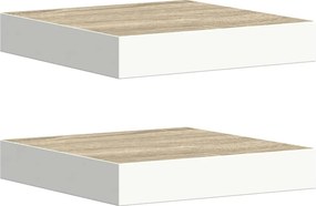 vidaXL 2 db tölgyszínű és fehér MDF lebegő fali polc 23x23,5x3,8 cm