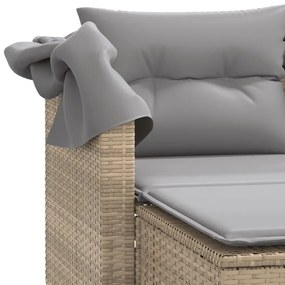 2 személyes bézs polyrattan kerti kanapé baldachinnal/székkel