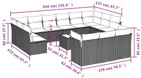 14 részes bézs polyrattan kerti ülőgarnitúra párnával