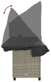 világosszürke polyrattan napozóágy tetővel és párnával