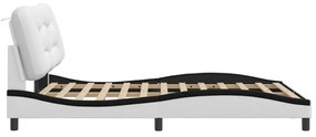 fehér és fekete műbőr ágykeret fejtámlával 120 x 200 cm