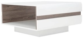 Dohányzóasztal, fehér extra magas fényű HG/trufla sonoma tölgy, LYNATET  70