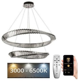 NEDES LED Dimmelhető csillár zsinóron LED/90W/230V 3000-6500K króm + távirányítás ND3551