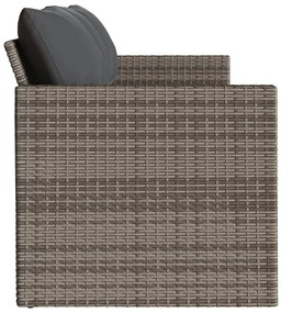 3 személyes szürke polyrattan kerti kanapé párnával