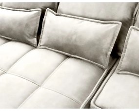 Bézs bársony kinyitható-tárolóhelyes sarokkanapé (bal oldali-heverő résszel) Campo – ELTAP