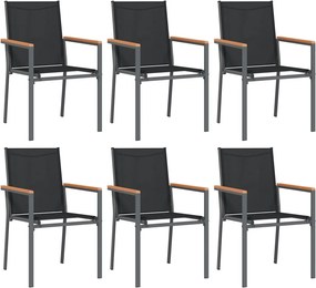 vidaXL 6 db fekete textilén és acél kerti szék 55x61,5x90 cm