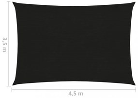 fekete HDPE napvitorla 160 g/m² 3,5 x 4,5 m