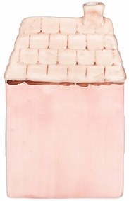 Kerámia házikó LED-del, 12 x 9 x 18 cm, tavasz,rózsaszín