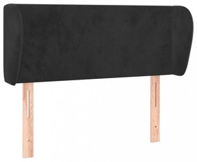 fekete bársony fejtámla szárnyakkal 83x23x78/88 cm