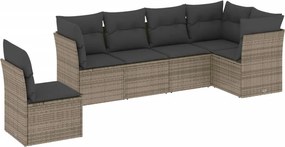 vidaXL 6 részes szürke polyrattan kerti ülőgarnitúra párnákkal