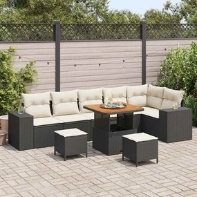 Kerti Kanapé Szett 9 pcs Fekete és Krém 80 x 80 x 71 cm