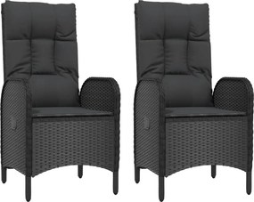 vidaXL 2 db fekete polyrattan kültéri szék