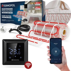 Fűtőszőnyeg Csempe Szett 12m2 Termosztát TFH6 Wifi Fekete