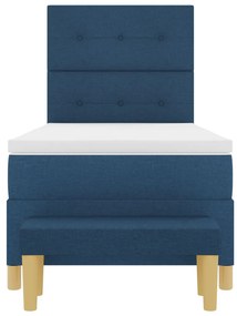 Boxspring Ágy Mattal és Pad Kék 90x200 cm Szövet
