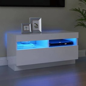 Magasfényű fehér tv-szekrény led-lámpákkal 80 x 35 x 40 cm