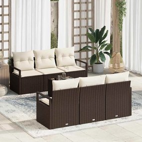 Kerti Kanapé Szett 7 pcs Barna és Krém 55 x 55 x 37 cm