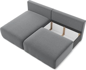 Szürke bársony kinyitható-tárolóhelyes sarokkanapé (bal oldali-heverő résszel) Kalena – Makamii