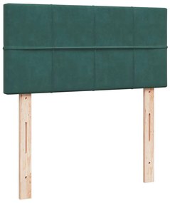 sötétzöld bársony ottomán ágy matraccal &amp; LED-ek 90x200 cm