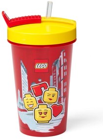 Iconic piros pohár sárga fedéllel és szívószállal, 500 ml - LEGO®