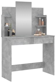 betonszürke fésülködőasztal tükörrel 96 x 39 x 142 cm