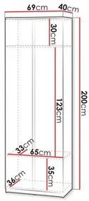 Ruhásszekrény 2D Semplo SM 01 (szürke) . 1105763