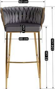 Bárszék 2 szürke bársony, FLORES