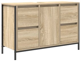 Fürdőszoba bútor szett fiókkal 3 pcs Sonoma tölgy és Fekete