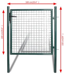 vidaXL porszórt acél, egyszárnyú kerítéskapu 100 x 100 cm