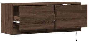 barna tölgyszínű fali TV-szekrény LED-del 100x31x35 cm