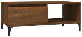 Barna tölgyszínű szerelt fa dohányzóasztal 90x50x36,5 cm