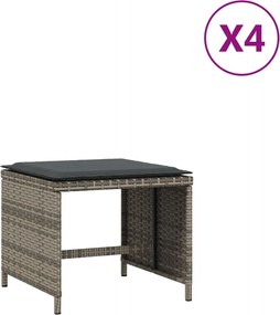 vidaXL 4 db szürke polyrattan kerti szék párnával 40 x 40 x 35 cm
