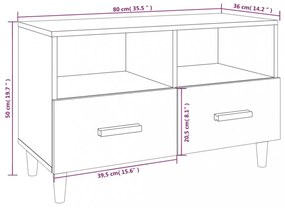 fekete szerelt fa TV-szekrény 80 x 36 x 50 cm