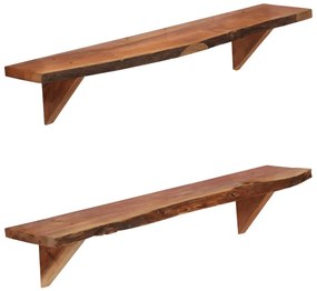 2 db tömör akácfa fali polc 90x20x18 cm