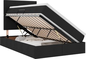 vidaXL Ágy tárolóval és matraccal matracmal Fekete 120 x 190 cm szövet