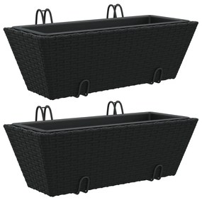 vidaXL 2 db fekete polyrattan növénytartó horoggal