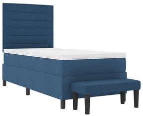 Box Spring Ágy Matraccal és Pad Tengerészkék 100x200 cm Szövet