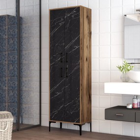 Tároló szekrény Berlin A - Walnut, Black Marble