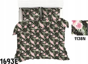 Párnahuzat 50x60 fekete rózsa rózsaszín levelek Classic