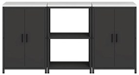 Konyhai Tároló Készlet polcokkal 3 pcs Fekete 180 x 50 x 92 cm