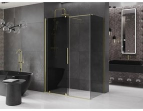 Mexen Velar, tolóajtós zuhanykabin 150 x 85 cm, 8mm szürke üveg, arany matt, 871-150-085-41-55