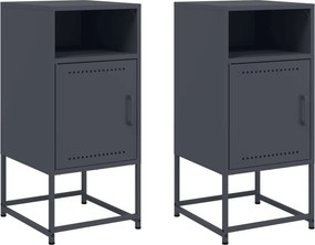 vidaXL 2 db antracitszürke acél éjjeliszekrény 36 x 39 x 78 cm