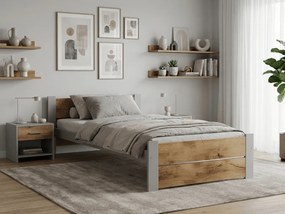 Ágy IKAROS DOUBLE 90 x 200 cm, artisan tölgy/szürke Ágyrács: Lamellás ágyrács, Matrac: Sommera 18 cm matrac