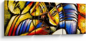 Kép - olajfestmény, szerelmesek (órával) (90x30 cm)