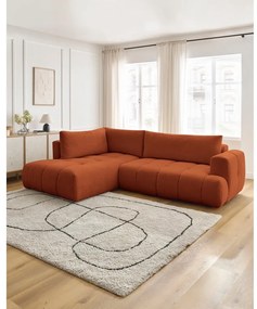 Téglavörös kinyitható-tárolóhelyes sarokkanapé (bal oldali-L alakú) Fuji – Bobochic Paris