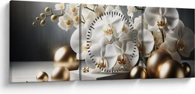 Kép - Orchidea és aranygolyók (órával) (90x30 cm)